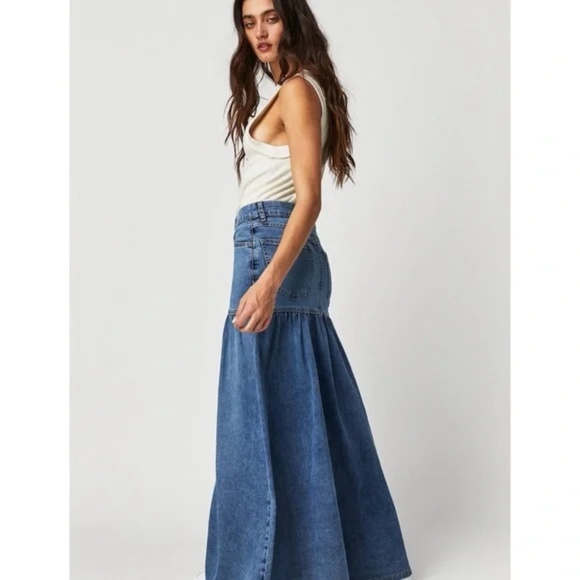 Free People Jordan denim maxi skirt 4 - Picture 5 of 16